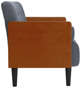 sötétszürke bársony loveseat kanapé párnákkal 110 cm