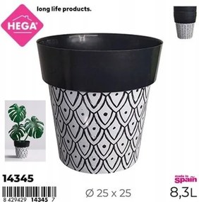 Virágtartó kerek fekete 25cm,1db