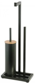 Erga Pap, WC-papír tartó WC kefével és adagolóval, fekete-barna, ERG-YKA-P.PAP-WC-BLK