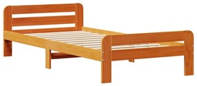 barna tömör fenyőfa könyvespolcos ágy matrac nélkül 75 x 190 cm
