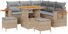 vidaXL Kerti Kanapé Szett 9 pcs Beige és Világosszürke polirattan