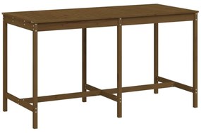 mézbarna tömör fenyőfa kerti asztal 203,5x90x110 cm