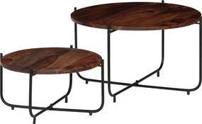 vidaXL 2 db tömör akácfából dohányzóasztal 60 x 35 cm