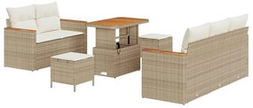 vidaXL Kerti Kanapé Szett 8 pcs Bézs polirattan