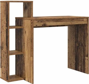 vidaXL Asztal polcokkal tárolóval Öreg fa 100 x 40 x 90 cm Faanyag