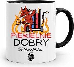 Fekete Bögre Hegesztőnek Pokolian Jó Hegesztő, fényképes nyomtatással