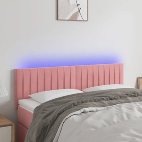 rózsaszín bársony LED-es fejtámla 144x5x78/88 cm