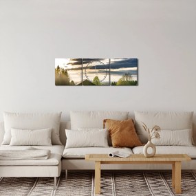 Erdei kunyhó képe (órával) (90x30 cm)
