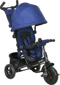 HOMCOM 6 az 1-ben tricikli tolókarral, eltávolítható napernyővel, párnával, egyensúlyozó kerékpár 5 pontos biztonsági övvel, kosárral, pohártartóval,