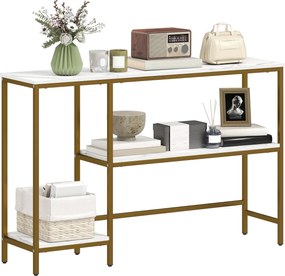 HOMCOM konzolasztal 120 x 30 x 76,5 cm, 3 polcos, márványhatású lapok, fém váz, előszoba & folyosó | Aosom