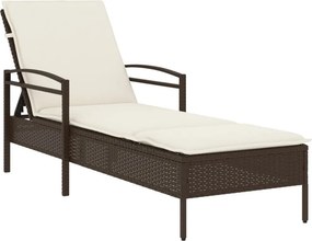 vidaXL barna polyrattan napozóágy párnával 63x200x81 cm