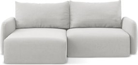 Világosszürke bársony kinyitható-tárolóhelyes sarokkanapé (bal oldali-heverő résszel) Kalena – Makamii