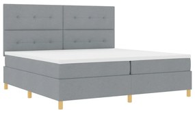 vidaXL Boxspring Ágy Mattal és LED Fénnyel Világosszürke 200x200 cm Szövet