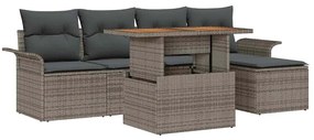 vidaXL Kerti Kanapé Szett tárolóval 6 pcs Szürke Poli rattan