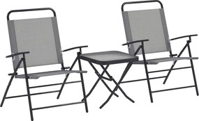 Outsunny 3 részes terasz bútor szett, összecsukható kerti asztal és székek állítható háttámlával, üveg felsőrésszel és acél vázzal - Szürke | Aosom