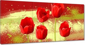 Vászonkép 180x90 Piros pipacsok piros háttéren Virágok