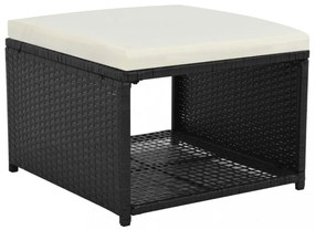 4 részes fekete polyrattan kerti társalgó szett
