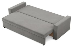 Zeus kanapéágy, bársony, hab töltet, egyenes kartámasz, világosszürke