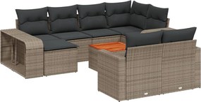 vidaXL 11 részes szürke polyrattan kerti ülőgarnitúra párnákkal