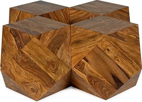 Sötét natúr színű sheesham fa dohányzóasztal 42x42 cm Egypt – Bizzotto