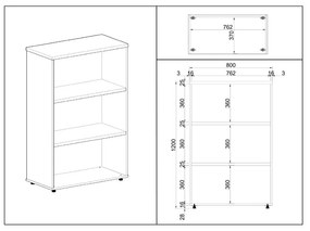 SimpleOffice közepes szekrény 80 x 40 x 120 cm, szürke