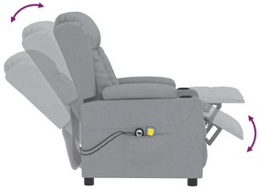 vidaXL világosszürke szövet elektromos masszázsfotel