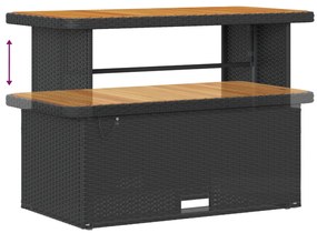 12 Darabos Kerti Kanapé Szett Párnákkal Fekete Poli Rattan Akác, 3 Darabos Kerti Étkező Szett Párnákkal Fekete Poli Rattan Akác