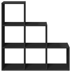 3 szintes fekete szerelt fa elválasztó könyvespolc 99x29x99 cm