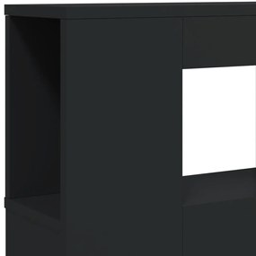 fekete szerelt fa LED-es fejtámla 160x18,5x103,5 cm