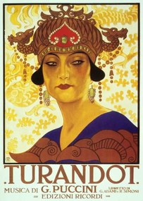 Reprodukció Cover by Anon of score of opera Turandot by Giacomo Puccini, 1926, Hohenstein, Adolfo