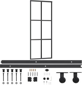 vidaXL ESG üveg és alumínium tolóajtó fényszerelvény-szettel 76x205 cm