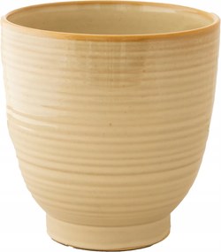 Virágcserép Kerámia Fedél Bézs 17cm Magas fényes kerek nappaliba