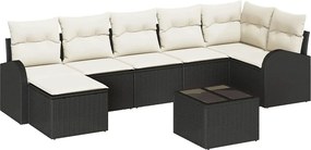 vidaXL Kerti Kanapé Szett párnával 8 pcs Fekete Poli rattan