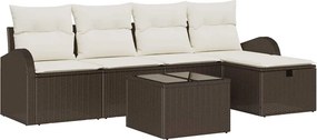 vidaXL Kerti Kanapé Szett párnával tárolóval 6 pcs Barna Poli rattan
