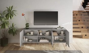 SNAKE háromajtós komód, betonhatású testet és szürke, díszített mintázatú előlapokkal