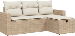 vidaXL 4 részes bézs polyrattan kerti ülőgarnitúra párnákkal