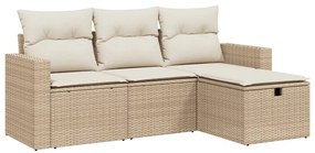 vidaXL 4 részes bézs polyrattan kerti ülőgarnitúra párnákkal