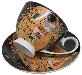 Klimt porcelán csésze aljjal A Csók 250 ml díszdobozban Black