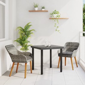 3 darabos Kerti Étkező Szett Szürke Poli Rattan