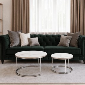 Fehér Márvány/Ezüst Dohányzóasztal Szett. AMARA MAX