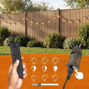 LED Stm kültéri dekorációs fényfüzér 36xE12/1W/24/230V 22,35 m IP65 fekete + távirányító