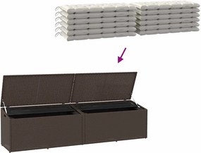 Barna Polyrattan Kerti Tárolóláda 220X50X58 Cm