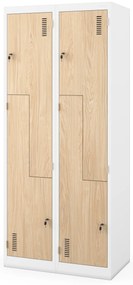 Fém öltözőszekrény JULIA, 800 x 1850 x 450 mm, Eco Design: fehér/sonoma tölgy