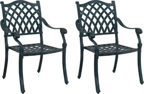 vidaXL Kerti Szék 2 pcs Zöld 56 x 55 x 92.5cm Alumínium