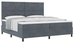 Boxspring Ágy Matraccal Sötétszürke 200x200 cm Bársony