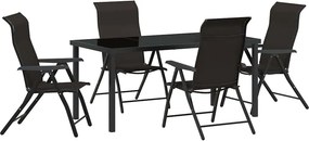vidaXL Kert étkező szett 5 pcs Fekete Kávé Porszórt acél