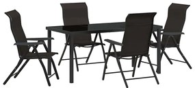 vidaXL Kert étkező szett 5 pcs Fekete Kávé Porszórt acél