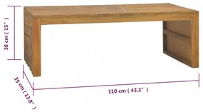eróziós tömör tíkfa dohányzóasztal 110 x 35 x 38 cm