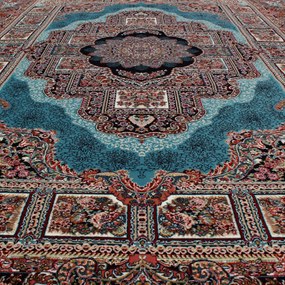 Perzsa szőnyeg türkiz TABRIZ 160x230 luxus nappali szőnyeg akrilból