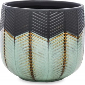 Virágtartó Türkiz Fekete 11x12cm Díszített 10